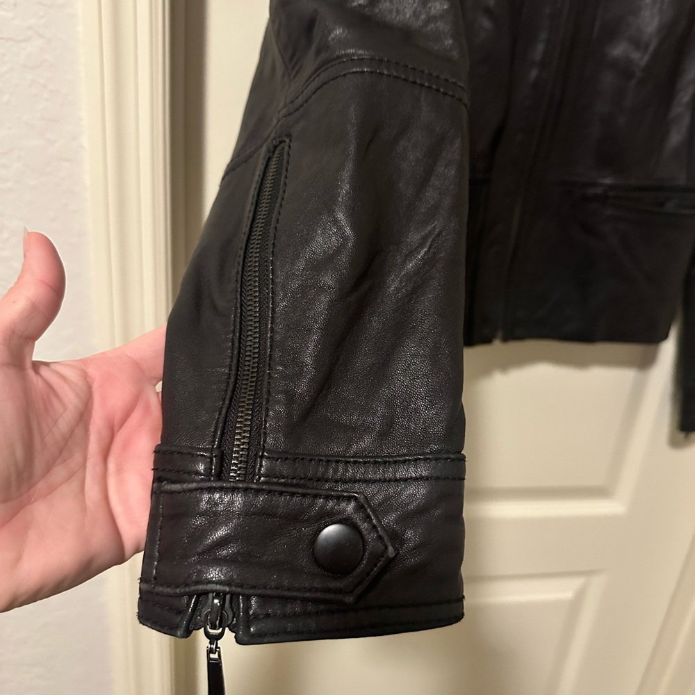 Kenneth Cole Reaction 100% Leather Black Moto Lined Jacket Women’s Size XL‎ - Picture 4 of 10